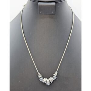 Chico's Silver Tone Pewter Look Multi-Rondelle Charm Beaded Snake Chain Necklace
